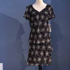Chic Black Floral 2 Piece Dress by R & M Originals Size 14